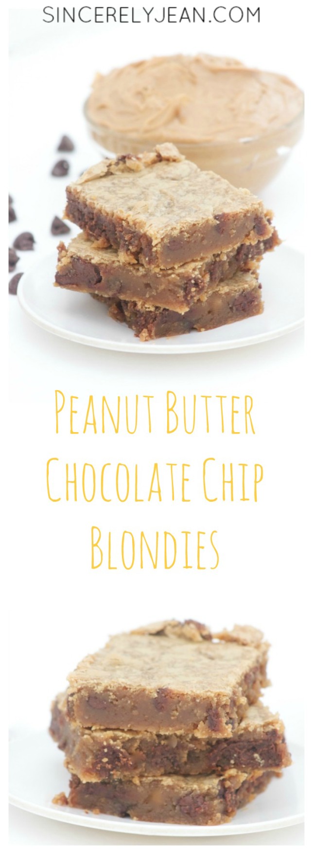 Peanut butter chocolate chip blondies