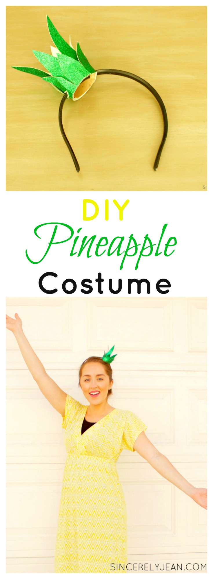 SincerelyJean.com DIY Pineapple Headband / Halloween Costume