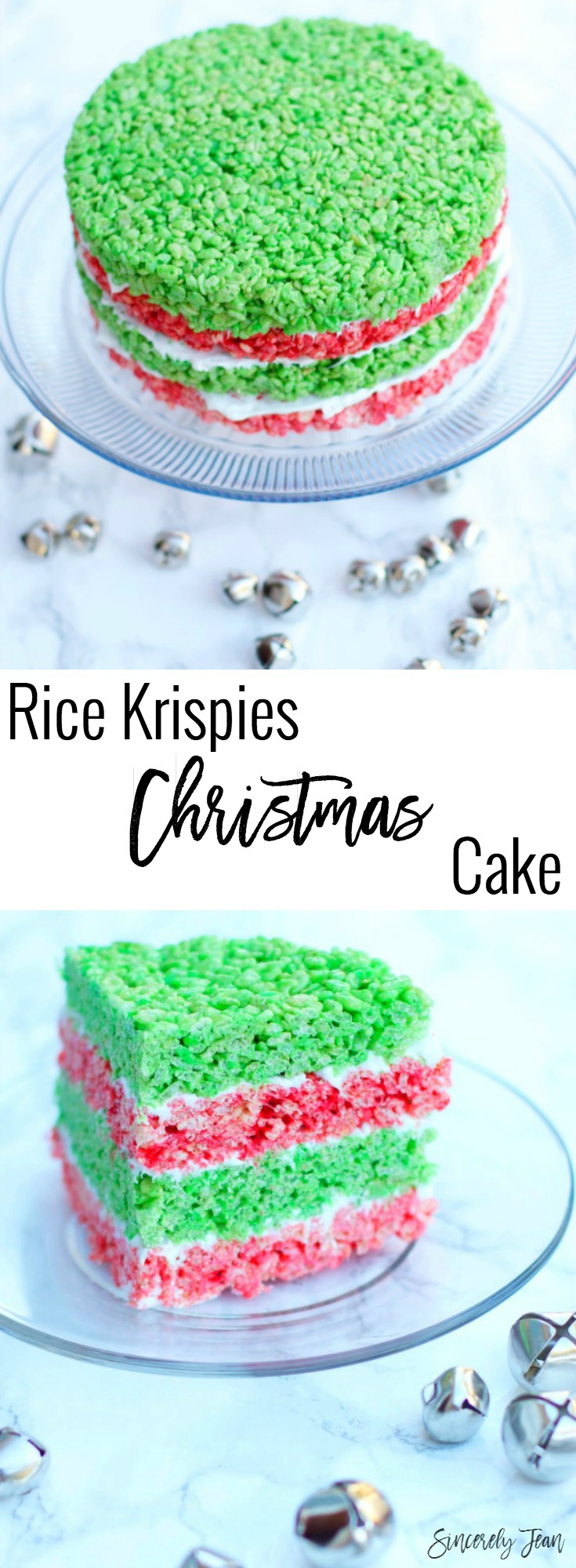 SincerelyJean.com brings you a delicious Dessert Cake with Rice Krispies Treats for Christmas