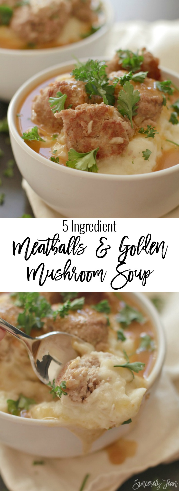 5 Ingredient Meatballs with Golden Mushroom Soup - The perfect quick and easy dinner recipe that your entire family will love! | www.SincerelyJean.com