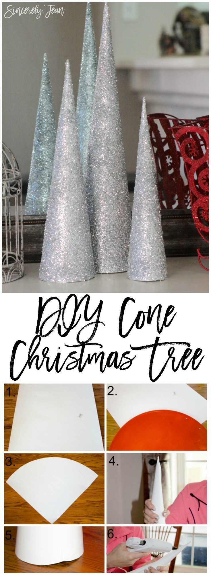 DIY Cone Christmas Tree - Step by step tutorial for a simple and beautiful Christmas craft! | www.sincerelyjean.com