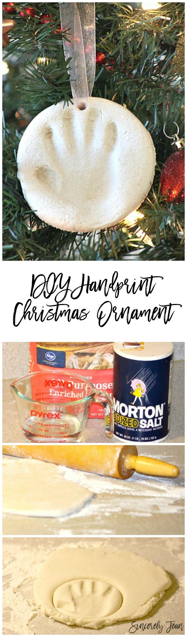 DIY Handprint Christmas Ornament - Simple Christmas craft for children! Make memories in an ornament! | www.SincerelyJean.com