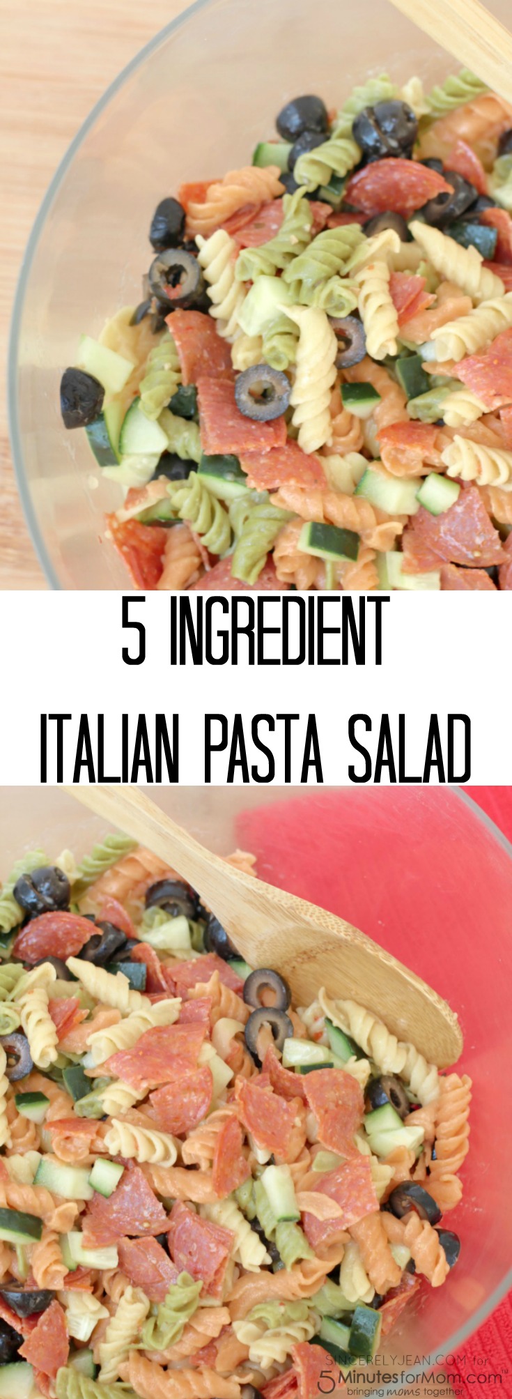 5 Ingredient Italian Pasta Salad - quick and delicious dinner recipe! | www.SincerelyJean.com