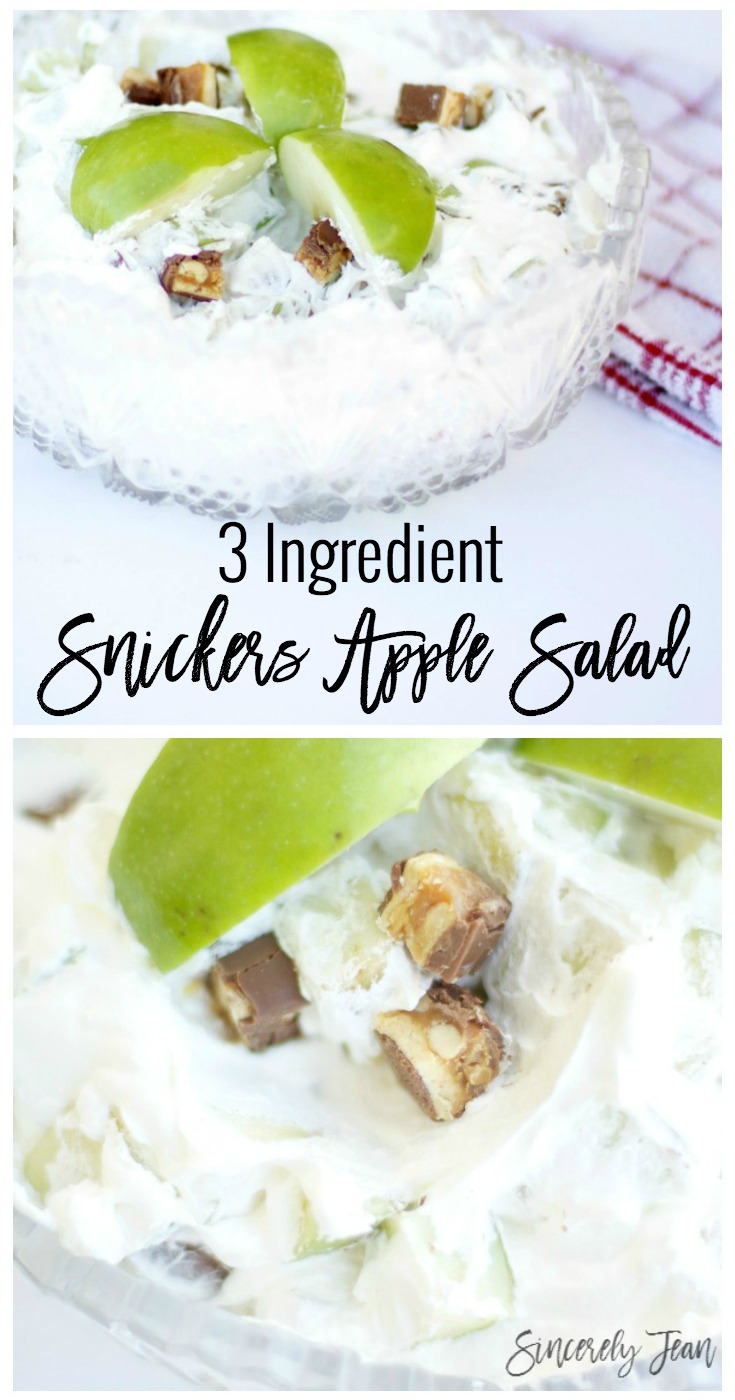 Looking for Fall desserts? SincerelyJean.com is bringing you a simple Snickers Apple Salad with only three ingredients