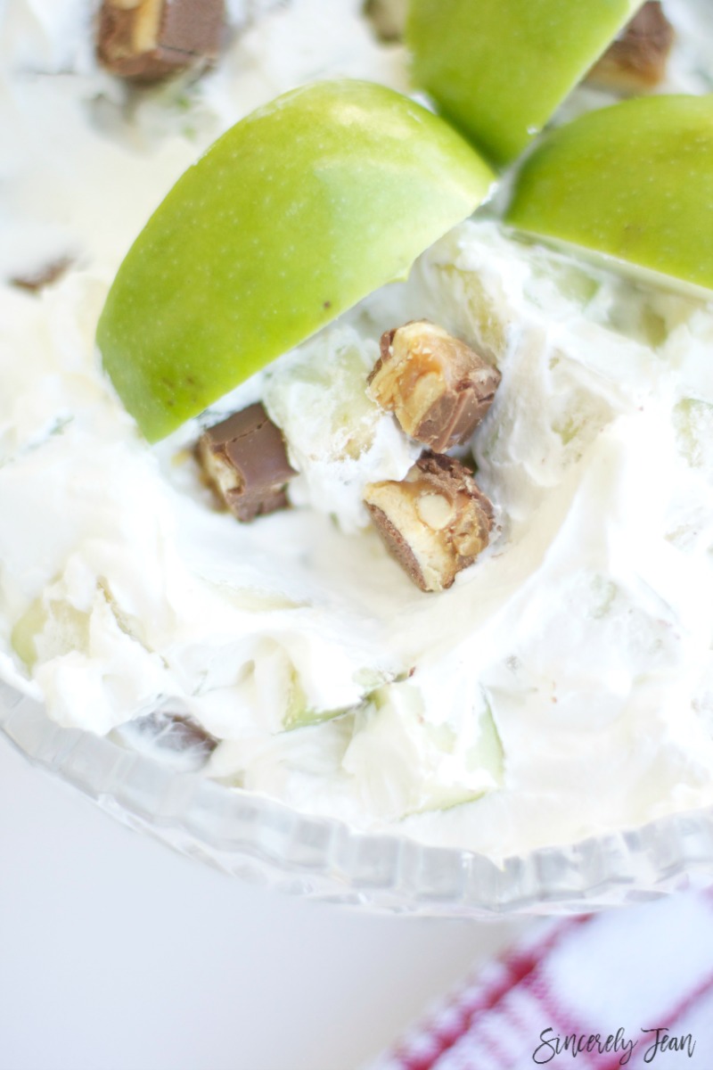 Snickers Apple Salad Recipe by SincerelyJean.com! Enjoy this perfect Fall treat
