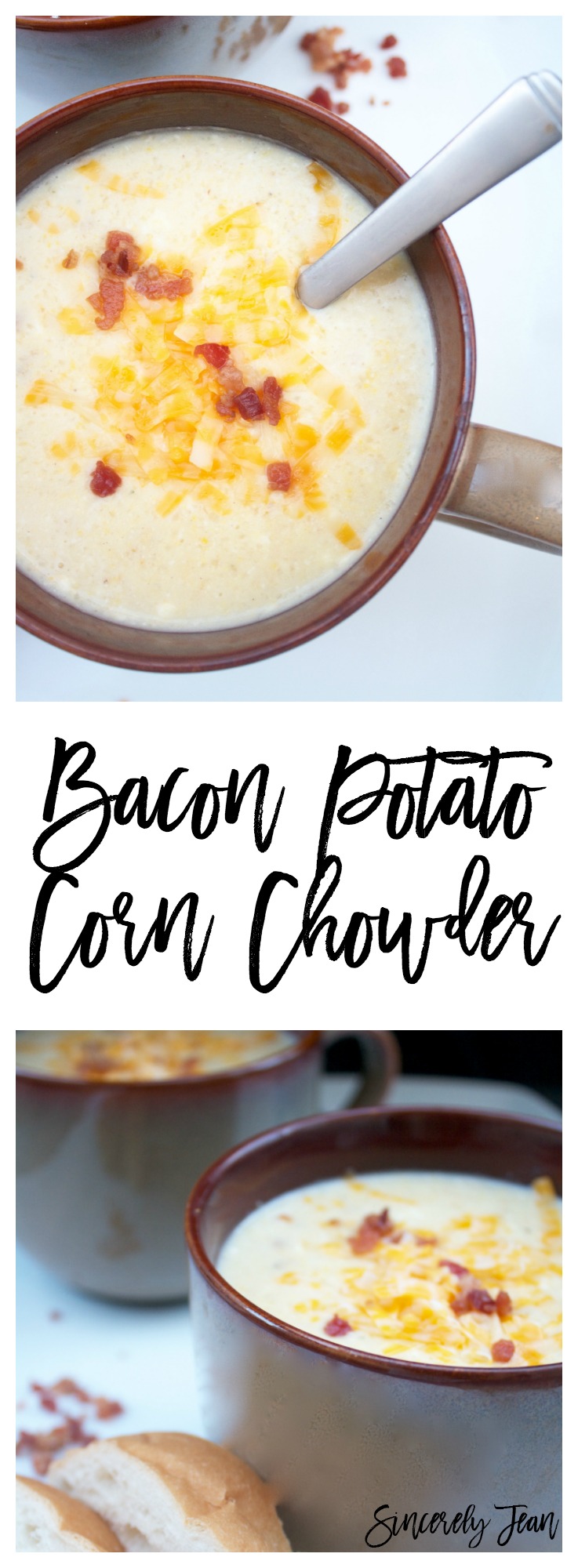 Slow Cooker Bacon Potato Corn Chowder- easy- simple- soup- fall
