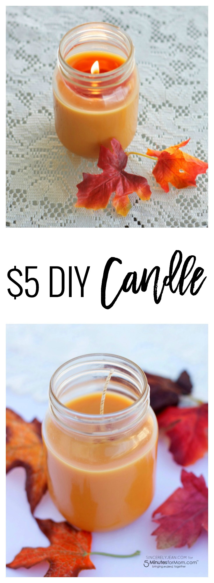 Homemade/DIY candle that is inexpensive and uses shortening! By SincerelyJean.com