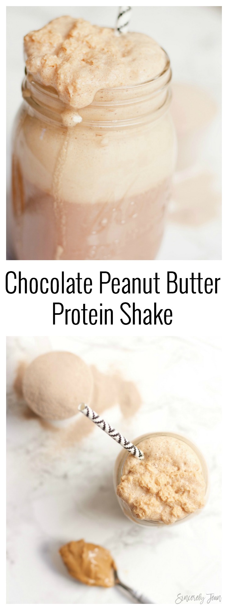 Chocolate Peanut Butter Protein Shake- easy healthy simple chocolate
